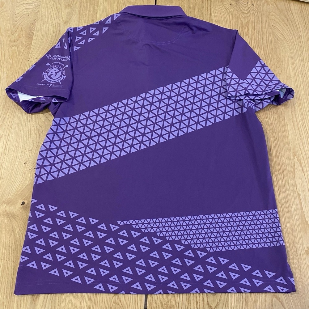 Five Birdies polo Men's Medium Purple Geometric Short Sleeve Endalz Pro-am - Picture 3 of 9